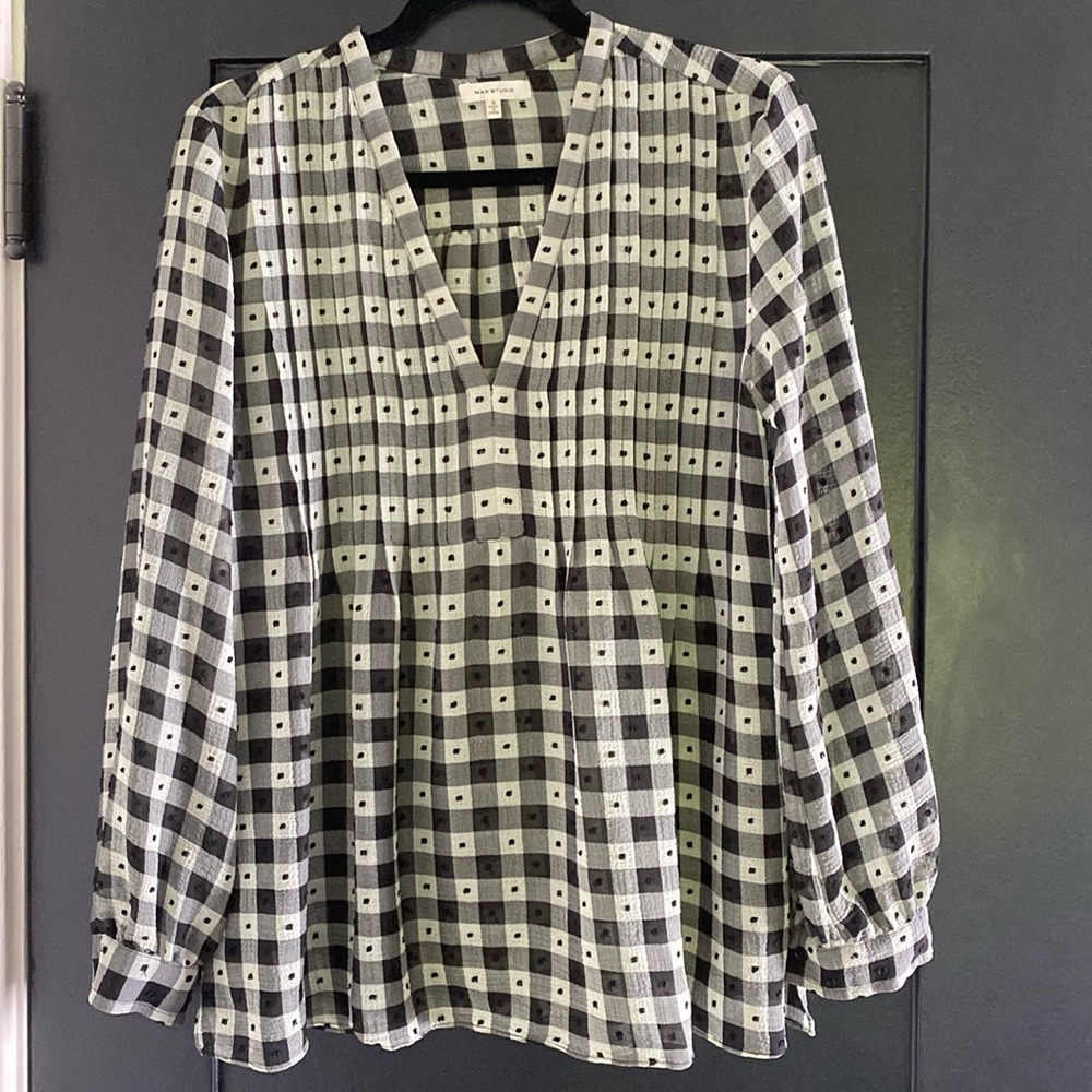 Women's Max Studio Lightweight Chiffon Long Sleeve Flowy Top Sz S